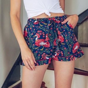 Printfresh Women's Blue and Red Patterned Shorts